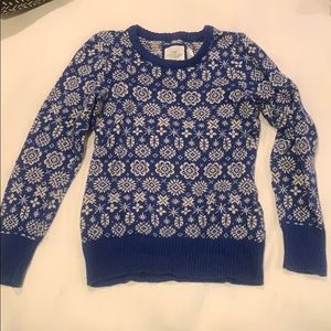 Ugly Christmas Sweater Blue with White Snowflakes